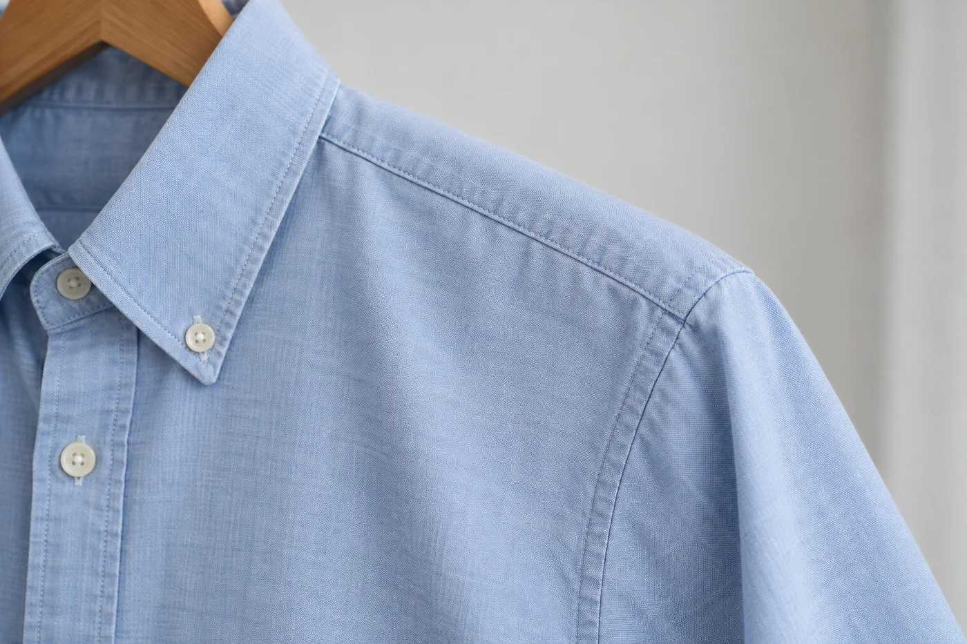 Close view of a shirt shoulder seam